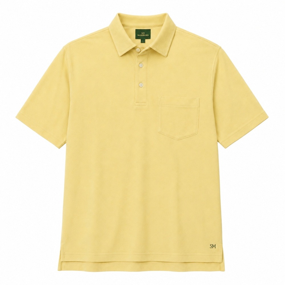 Sid Mashburn Polo Shirt Mens Medium Yellow Short Sleeve Pique Cotton Pocket